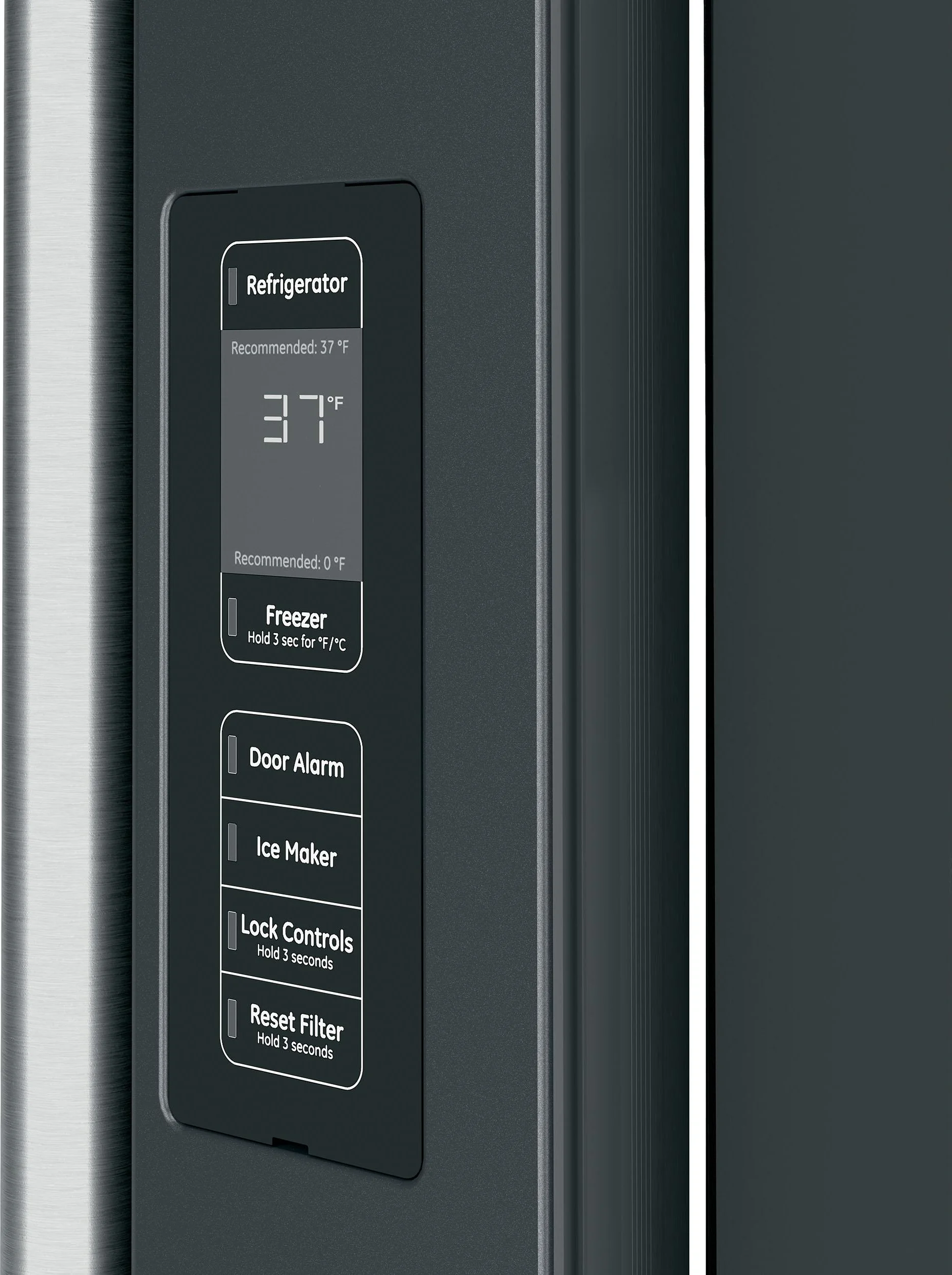In-the-door controls with actual temperature display