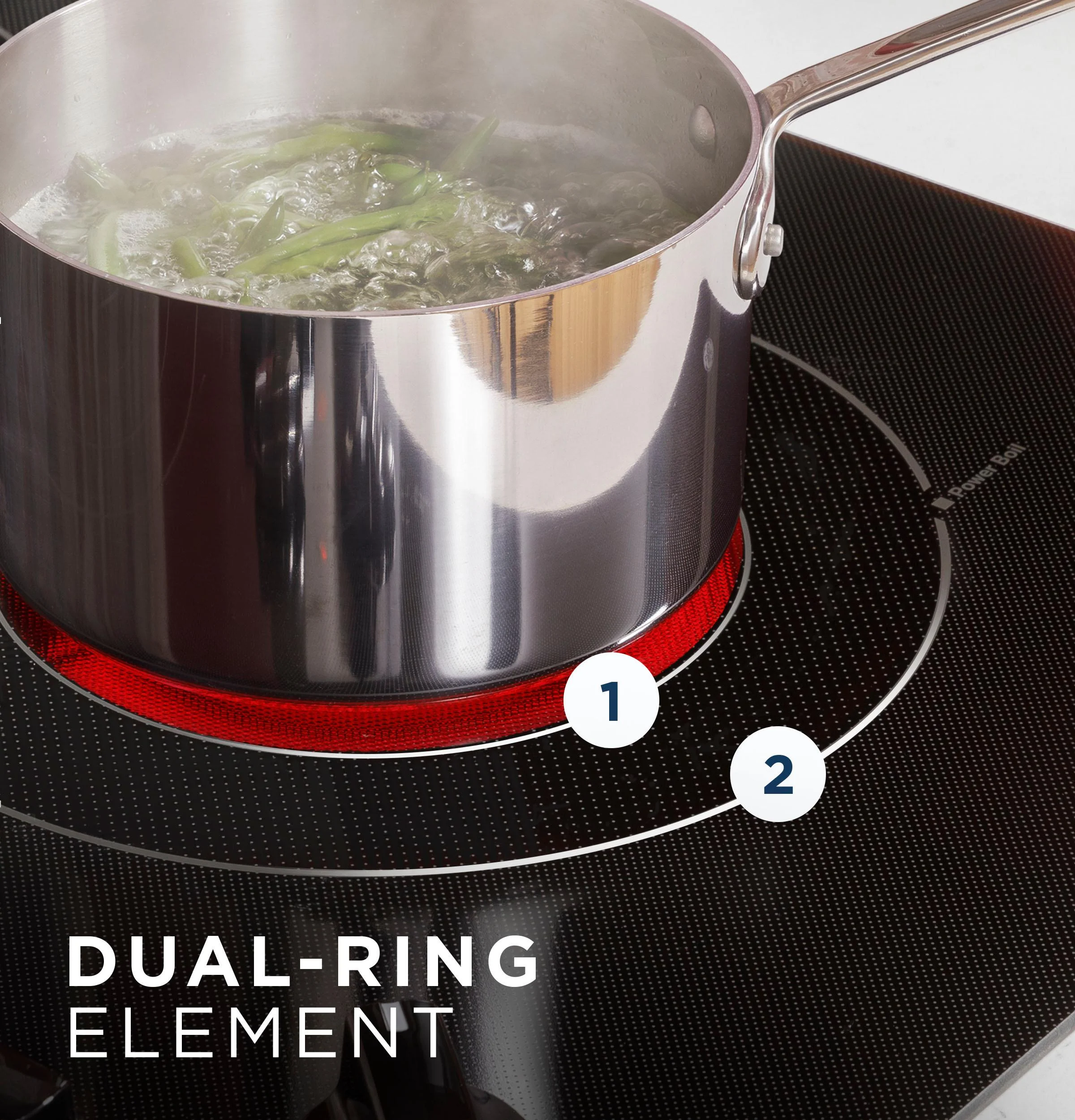 Power Boil on Dual-Ring Element (3,100W)