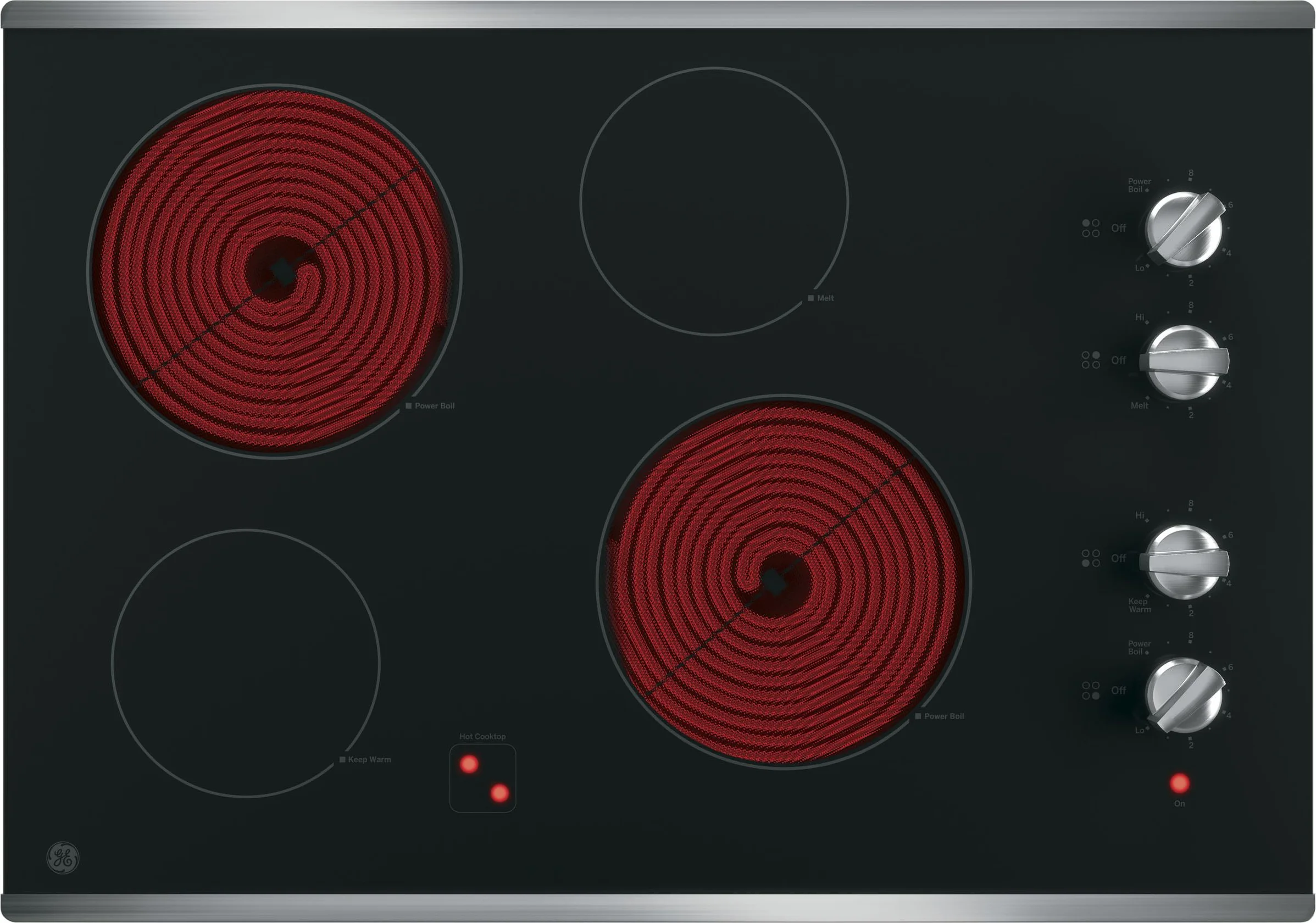 Four radiant cooking elements