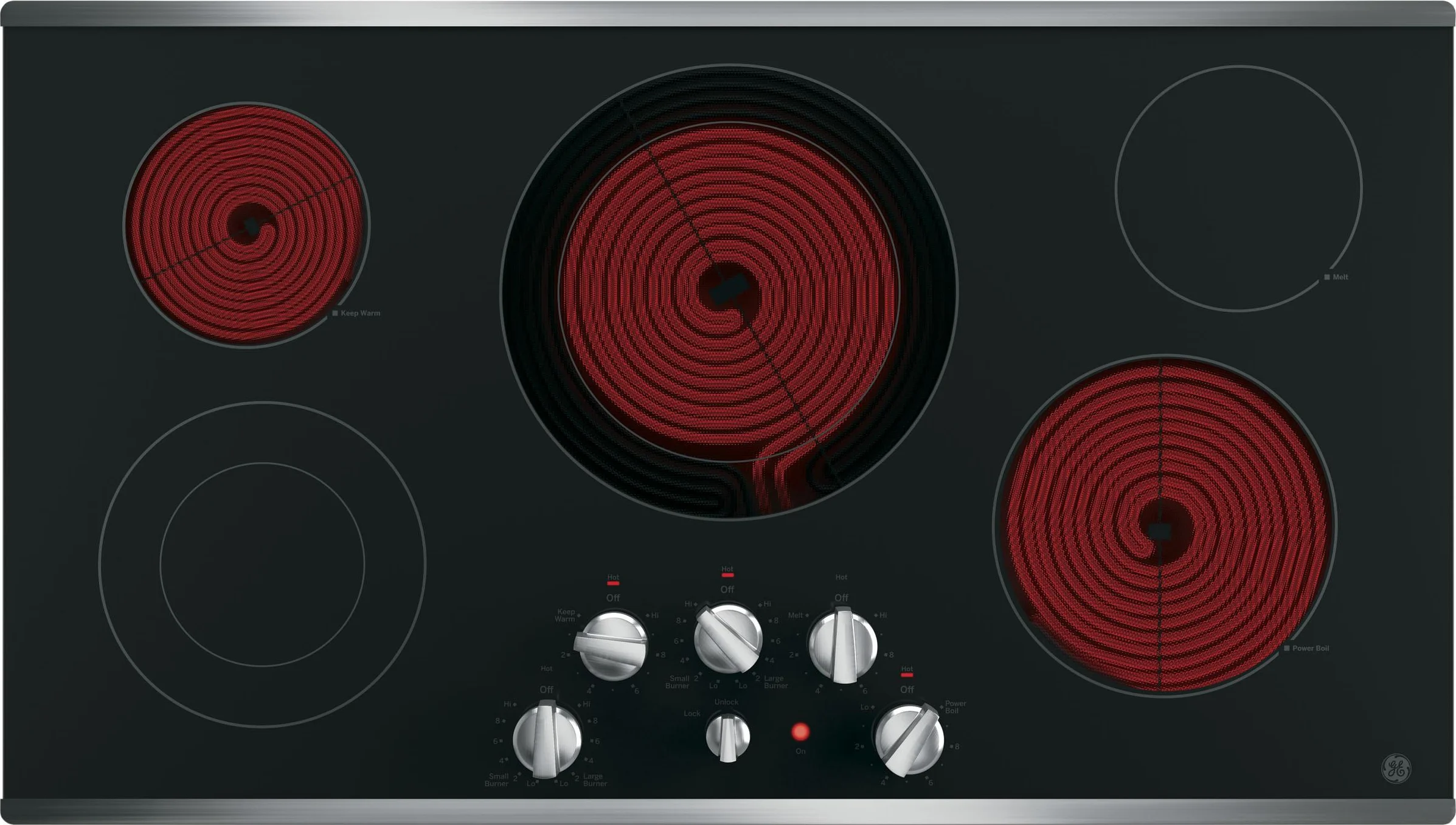 Five radiant cooking elements