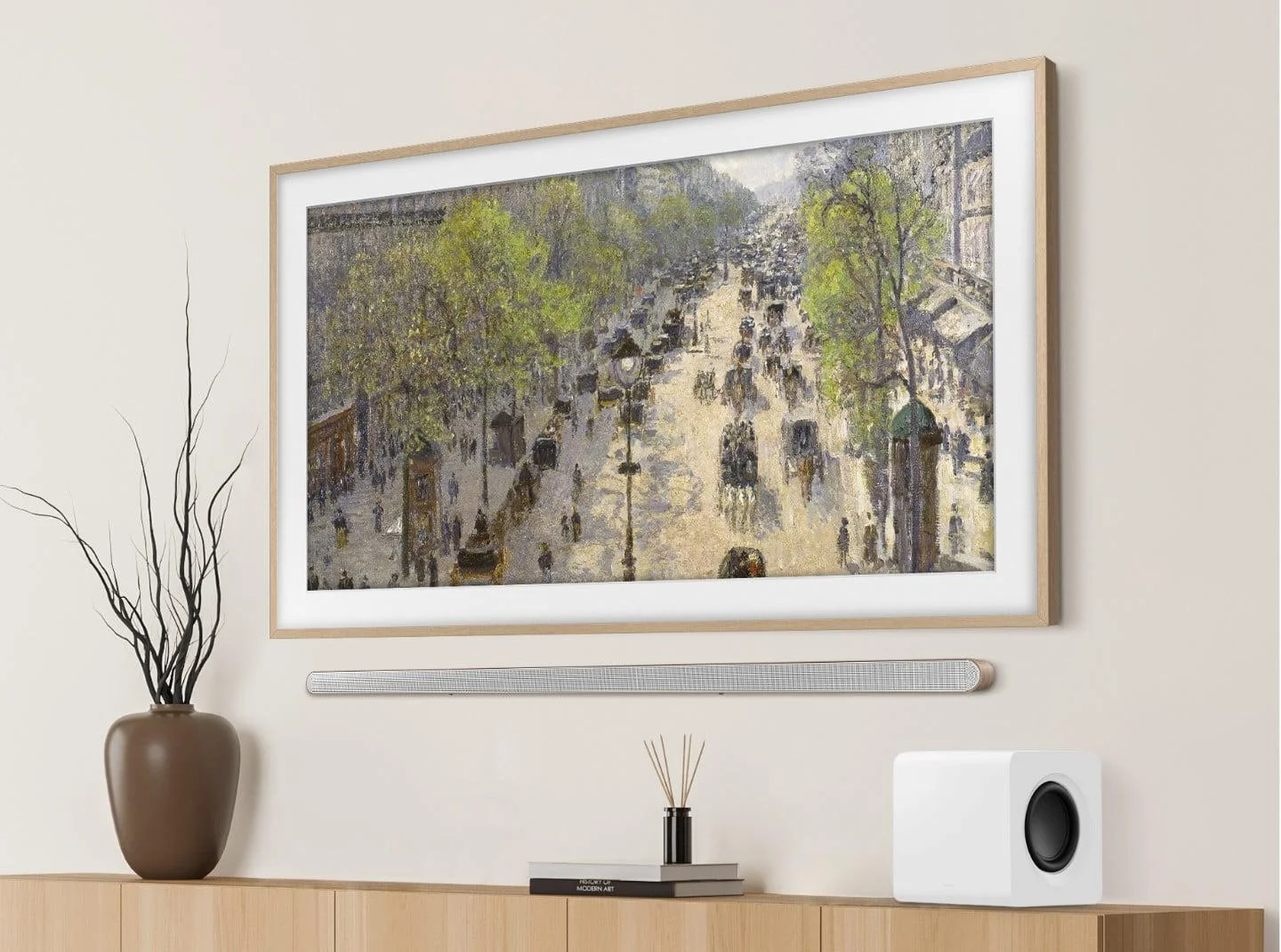 Personalize Ultra Slim Soundbar with matching customizable bezels to blend in or stand out.
