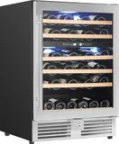 Dual-Zone Wine Cooler, 49 Bottle Capacity, in Stainless Steel with Wood Accent Shelving (WCR496DS)