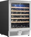 Wine Cooler, 50 Bottle Capacity, in Stainless Steel with Wood Accent Shelving (WCR506SS)