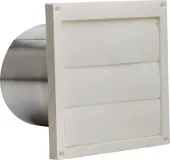 -NuTone(R) Wall Cap, White Plastic Louvered, 6-Inch Round Duct