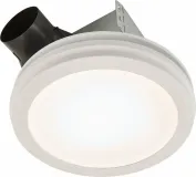 80 CFM Decorative Exhaust Fan with Round Flat Panel LED Light in White, ENERGY STAR(R)