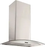 Elite EW46 Series 36-Inch Convertible Curved Glass Chimney Range Hood, 460 Max Blower CFM, Stainless Steel