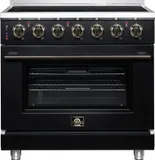 Massimo 36 Inch Freestanding Electric range, 5 radiant burners, 5.36 cf. True Convection oven, Air fryer kit, Black