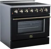 Galiano 36 Inch Freestanding Electric range, 5 radiant burners, 5.36 cf. True Convection oven, Air fryer kit, Black