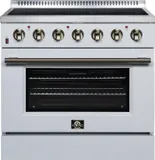 Galiano 36 Inch Freestanding Electric range, 5 radiant burners, 5.36 cf. True Convection oven, Air fryer kit, White