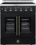 Galiano 30 Inch French Door Electric range, 4 radiant burners, 4.32 cf. True Convection oven, Air fryer kit, Black