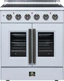 Galiano 30 Inch French Door Electric range, 4 radiant burners, 4.32 cf. True Convection oven, Air fryer kit, White