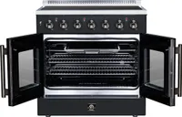 Galiano 36 Inch French Door Electric range, 5 radiant burners, 5.36 cf. True Convection oven, Air fryer kit, Black