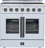Galiano 36 Inch French Door Electric range, 5 radiant burners, 5.36 cf. True Convection oven, Air fryer kit, White