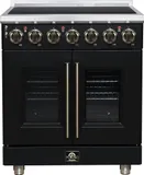 Massimo 30 Inch French Door Electric range, 5 radiant burners, 4.32 cf. True Convection oven, Air fryer kit, Black