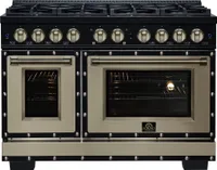 Valente 48" Dual Fuel Range in Black, 8 Sealed Burners, 94 000 BTU Cooktop Output, 6.7 Cu.Ft. Double Oven, Telescopic Racks