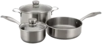 Stainless Cookware Set with 3 Pans and 2 Lids