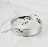 Brushed Clad Stainless Steel Sauté Pans with Lid Large (5-Quart)