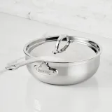 Brushed Clad Stainless Steel Essential Pans with Lid 3.5-Quart