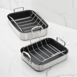 Nonstick Clad Stainless Steel Roasters with Rack Large (16.5-inch)