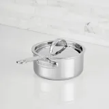 Polished Clad Stainless Steel Saucepans with Lid Large (3-Quart)