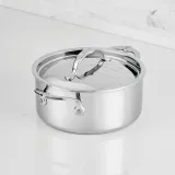 Polished Clad Stainless Steel Soup Pot with Lid 4-quart