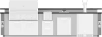 12' Outdoor Living Suites with Side Burner, Bar and Beer Dispenser (Custom Countertop) - GE Series