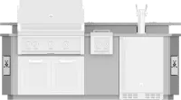 8' Outdoor Living Suite with Side Burner, Beer Dispenser and Bar