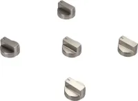 Pro-Style Gas Cooktop Knobs with High-Gloss Textured Outer Ring (Set of 5) - Stainless Steel for Models JGC1536BS AND JGC1530BS