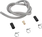 Dishwasher drain hose, extends 100-150 inches, with 3 metal wire hose clamps and 2 molded rubber straight end fittings