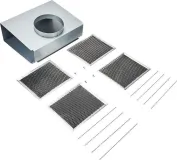 Range Hood Wall Recirculation Kit with 2 Charcoal Filters, 4 Clips, and a Deflector Damper - Silver