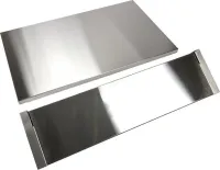 Stainless Steel Backsplash with Dual Position Shelf, measures 36