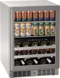 24 inch Dual-Zone Beverage Center with Door Style - Stainless Steel Frame Glass