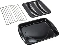 Premium Range Porcelain Broiler Pan and Roasting Rack - Grey (Includes Pan and Grid)