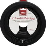 6" Black Porcelain Drip Bowl, Fits Specific