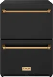 24" Undercounter Built-in Or Freestanding Drawer Refrigerator Black/bronze Gordon Ramsay Series