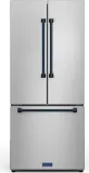 30 Inch 17.5 Cu Ft French Door Counter Depth Refrigerator With Ice Maker In Stainless Steel/navy Blue Gordon Ramsay Series