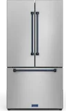 36 Inch 20.3 Cu Ft French Door Counter Depth Refrigerator With Ice Maker In Stainless Steel/navy Blue Gordon Ramsay Series