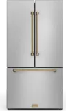 36 Inch 20.3 Cu Ft French Door Counter Depth Refrigerator With Ice Maker In Stainless Steel/bronze Gordon Ramsay Series