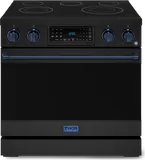 36 Inch Professional Electric Range With Tilt Panel Touch Control In Black/navy Blue Gordon Ramsay Series