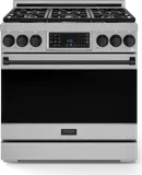 36 Inch Professional Gas Range With Tilt Panel Touch Control In Stainless Steel/black Gordon Ramsay Series