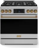 36 Inch Professional Gas Range With Tilt Panel Touch Control In Stainless Steel/bronze