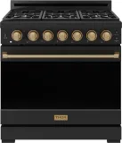 36 Inch Professional Liquid Propane Range With Precision Knob In Black And Bronze Gordon Ramsay Series
