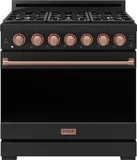 36 Inch Professional Gas Range With Precision Knob In Black And Rose Gold Gordon Ramsay Series