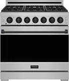 36 Inch Professional Liquid Propane Range With Precision Knob In Stainless Steel And Black Gordon Ramsay Series