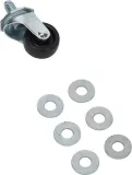 Dryer Caster Wheel Kit That Includes One Black Swivel and Locking Caster