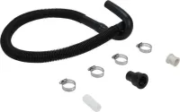 4' Black flexible washer drain hose extension kit with rubber U-nozzle, reducer couplings & clamps - 1 pack