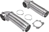 4' Silver Dryer Vent Kit with 2 flexible metal vent pieces, 2 close-quarter elbows, and clamps - 2 pack