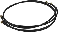 10' Black washing machine rubber fill hoses rated 1050 PSI with 2 female connections and built-in connectors - 2 Pack