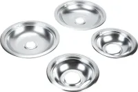 Range Electric/Cooktop 4-Pack Round Drip Bowls (Two 6-IN and Two 8-IN) - Chrome for Non-Hinged, 2-Wire Plug Cooking Elements