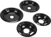Range Electric/Cooktop 4-Pack Round Drip Bowls (Two 6-IN and Two 8-IN) - Black for Non-Hinged, 2-Wire Plug Cooking Elements